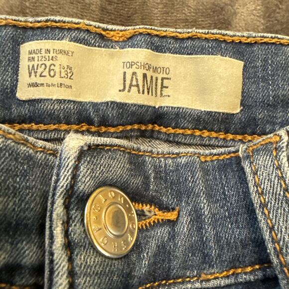 Topshop Moto-Jamie Womens Skinny Jeans-Med Wash Blue-Distressed-W26xL32 - Picture 10 of 15